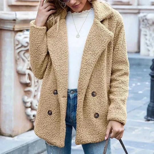 heavyweight wool blend coat | oversized fluffy cardigan | long sleeve winter jacket | energy saving