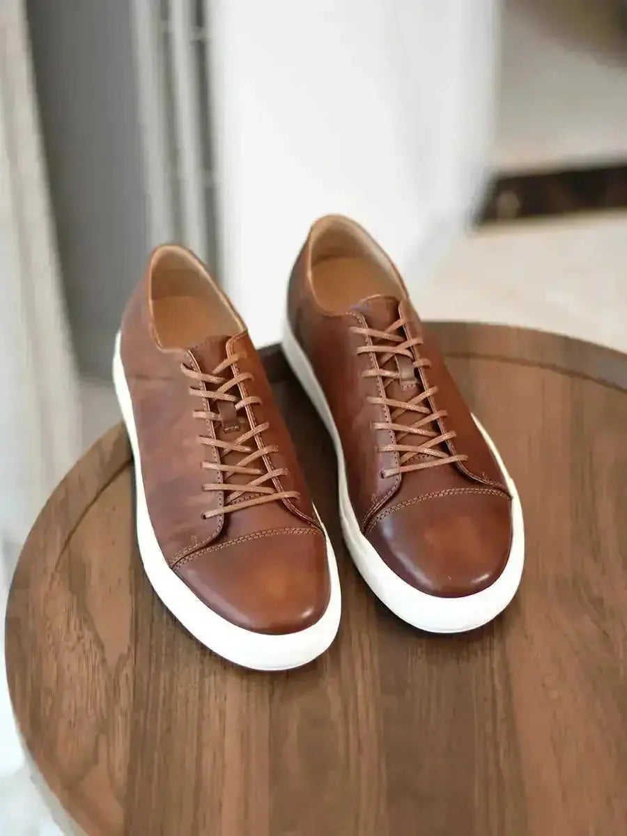 Men's Handmade First-grain Horse Leather Distressed Casual Shoes Meifu Market