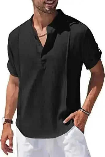 linen blend fabric | relaxed fit shirt | beach vacation wear | energy saving