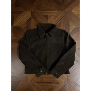 vintage leather jacket | distressed brown bomber | oversized lapel blazer | energy saving