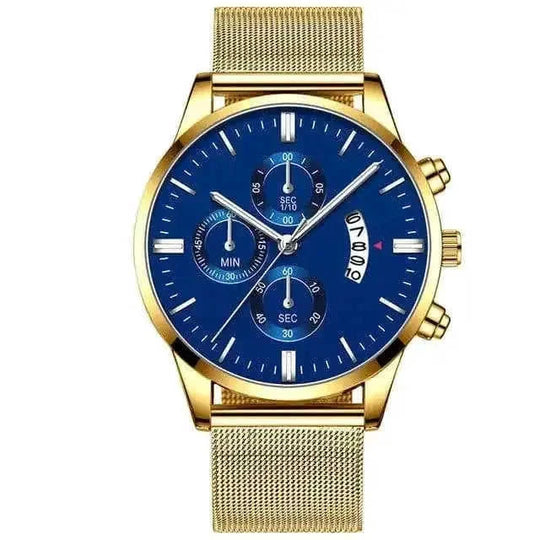 stainless-steel mesh band | 40mm case diameter | sapphire crystal glass | energy saving