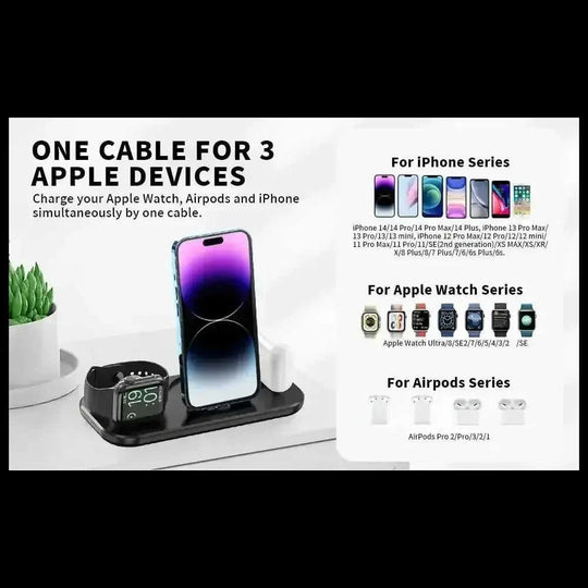 in 1 fast charging station | magnetic wireless charger stand | portable bedside charging pad | ultrasonic cleaning