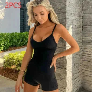 high-waisted yoga romper | moisture-wicking sportswear | seamless workout jumpsuit | energy saving