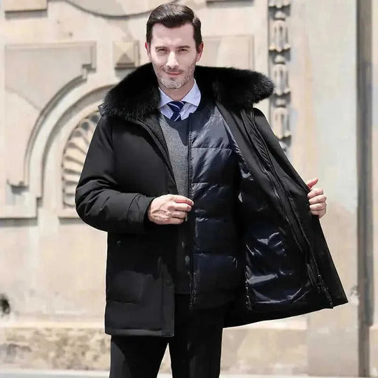 waterproof shell construction | thermal detachable liner | mid-length mens coat | ultrasonic cleaning