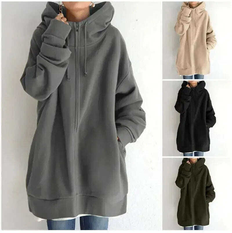 Women's Oversized Hooded Coat - Loose Fit Velvet Sweatshirt S-5XL Meifu Market