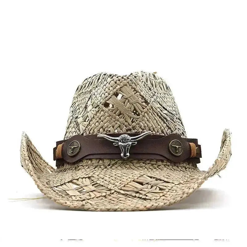hand-woven natural grass hat | adjustable leather hatband | wide-brim sun protection hat | energy saving