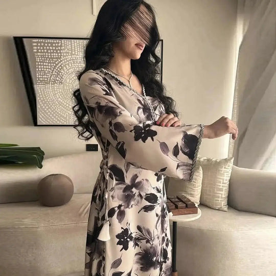dubai printed kaftan | premium cotton fabric | long sleeve robe | energy saving
