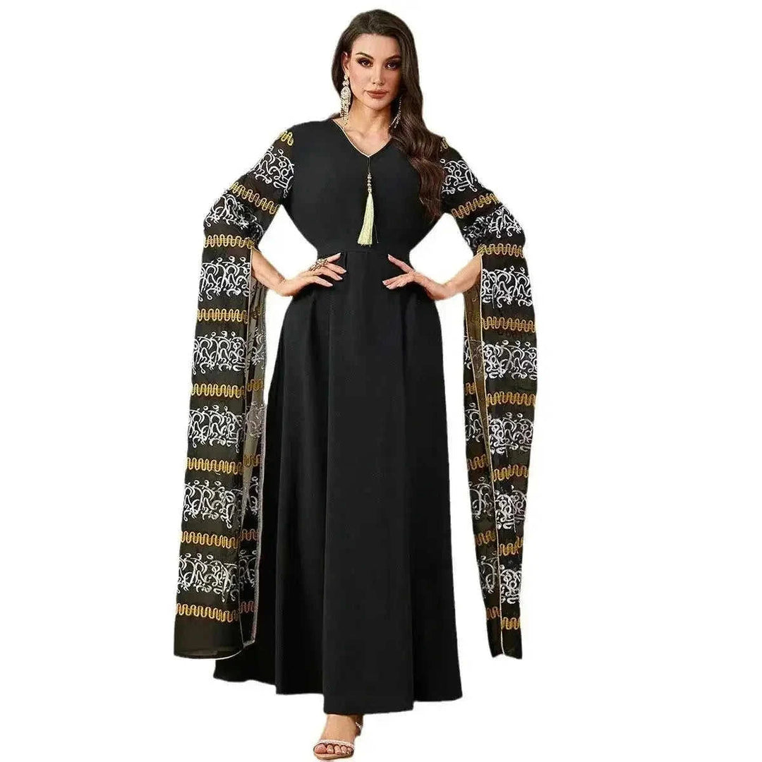 super long sleeve kaftan | embroidered arabic dress | lightweight cotton fabric | ultrasonic cleaning