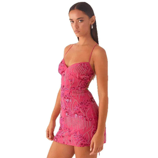 Women's Sequined Embroidered Backless Sling Dress Meifu Market