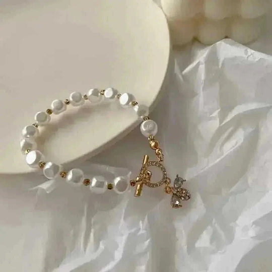 natural stone pendant bracelet | genuine pearl jewelry for women | adjustable bracelet length | ultrasonic cleaning