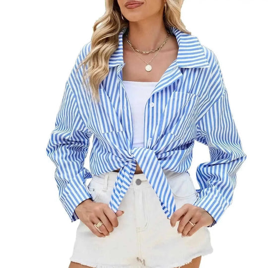loose fit button down top | oversized striped blouse | cotton linen blend shirt | ultrasonic cleaning