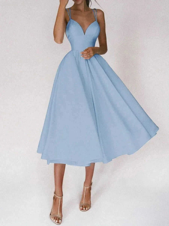 sexy v-neck suspender dress | summer a-line maxi dress | womens long formal dress | energy saving