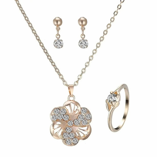 rhinestone heart pendant set | sterling silver jewelry set | cubic zirconia heart necklace | energy saving