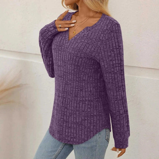 brushed cotton fabric | v-neck t-shirt | striped long sleeve top | energy saving