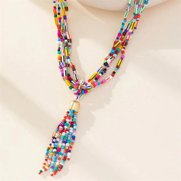 retro ceramic beads necklace | boho layered necklace for women | vintage hollow leaf jewelry | ultrasonic cleaning