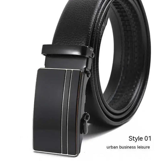 Men's Fashion Automatic Buckle Litchi Pattern Belt Style 14 - alternative view