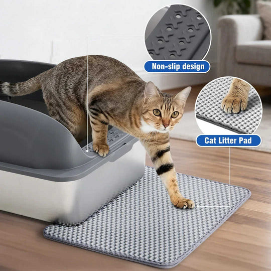 Stainless Steel Cat Litter Box with Lid - XL for Large Cats + Mat Meifu Market