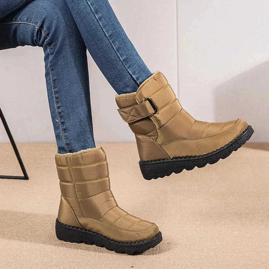 waterproof snow boots for women | thermal insulated winter boots | plush lined ankle boots | energy saving
