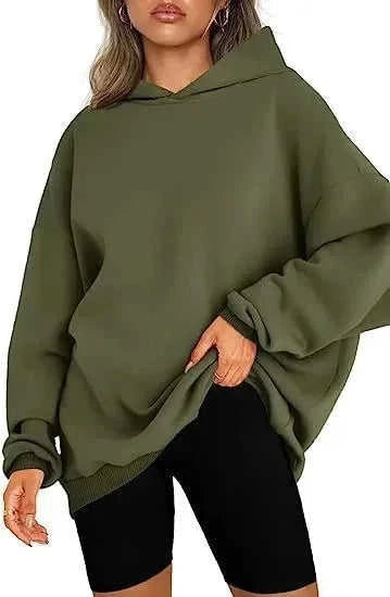 oversized hooded pullover | fleece lined hoodie | long sleeve loose sweater | energy saving
