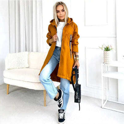 Women's Zip-Up Hoodie Brushed Fleece Jacket Long Sleeve Meifu Market