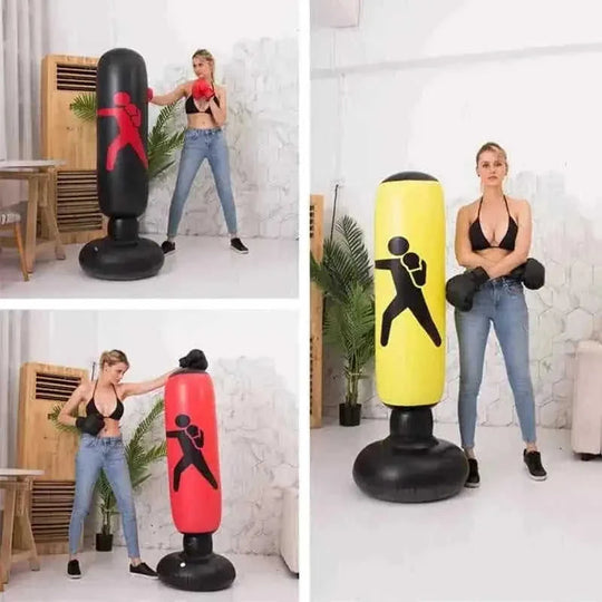 inflatable boxing column for adults | heavy-duty pvc punching bag | adjustable height fitness equipment | energy saving