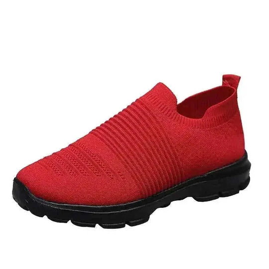 breathable knit fabric shoes | lightweight walking sneakers women | slip-on running flats | ultrasonic cleaning