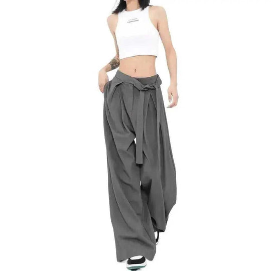 stretchable wide-leg trousers | high-waisted casual pants | breathable fabric womens trousers | ultrasonic cleaning