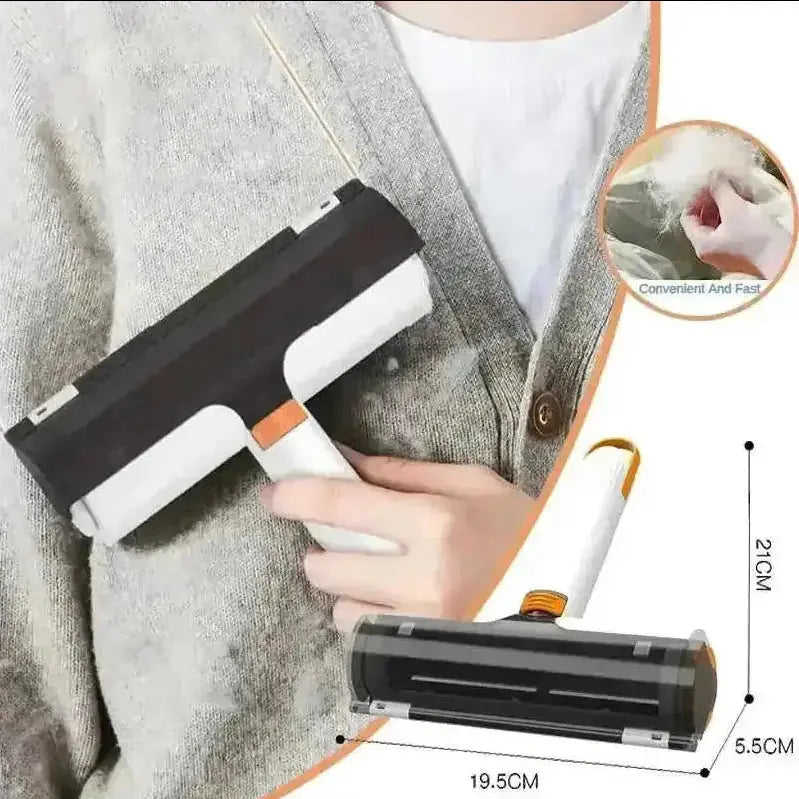 2-in-1 Pet Hair Remover Roller - Reusable Lint Brush for Furniture - side view (color: black | pattern: check)