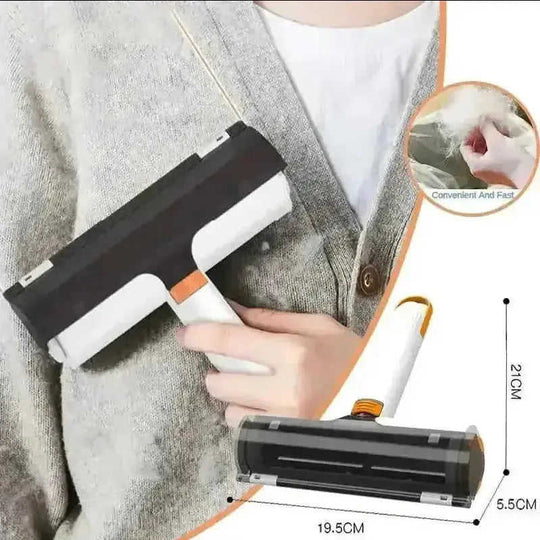 2-in-1 Pet Hair Remover Roller - Reusable Lint Brush for Furniture - side view (color: black | pattern: check)