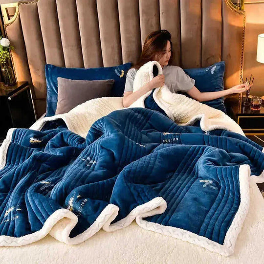 Cashmere Three-layer Blanket Thickened Warm Feather Silk Blanket - Meifu Market