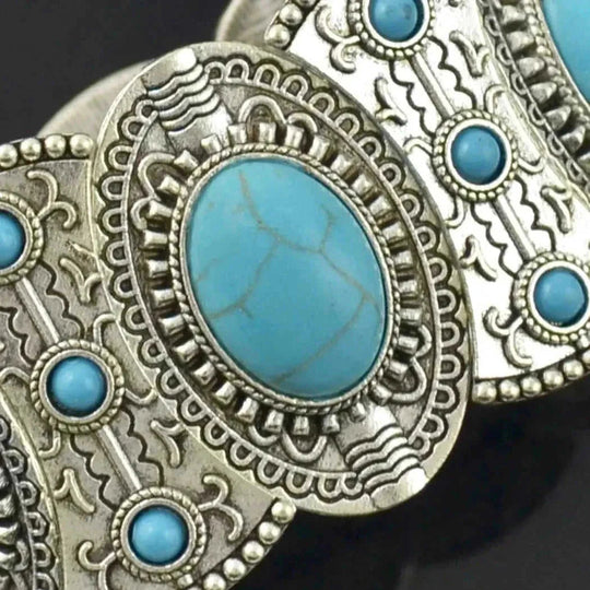 elastic turquoise bracelet | adjustable boho bangle | vintage tribal jewelry | energy saving