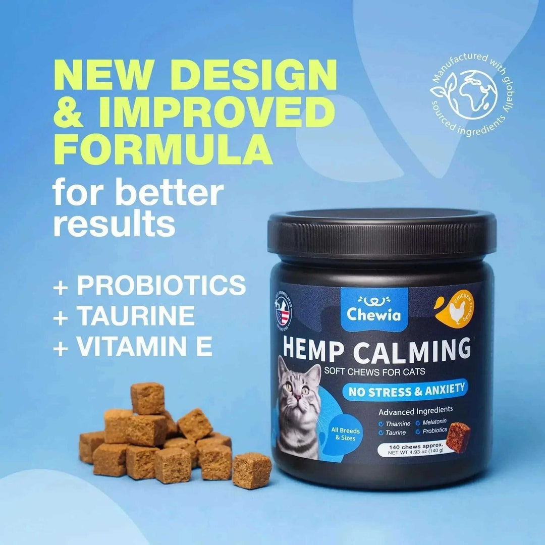 Cat Calming Treats Hemp Calming Care For Cats Cat Melatonin Soft Chews With Hemp Seed Oil And Probiotics Cat Anxiety Relie...