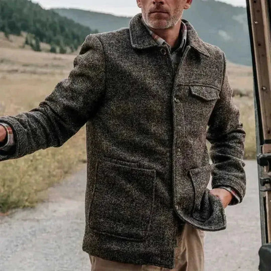 Casual Fashion Polo Collar Woolen Jacket - Meifu Market