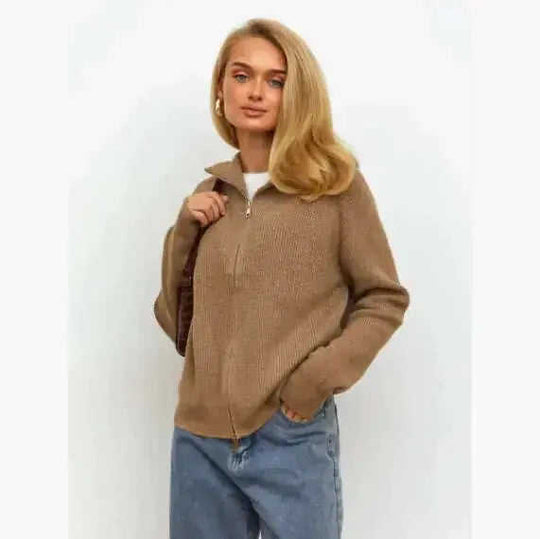 Europe And America New Stripe Casual Loose Knitwear Coat Women Meifu Market
