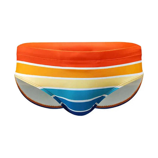 Men's Multi-Color Stripe Print Swim Briefs Holiday Beachwear Meifu Market
