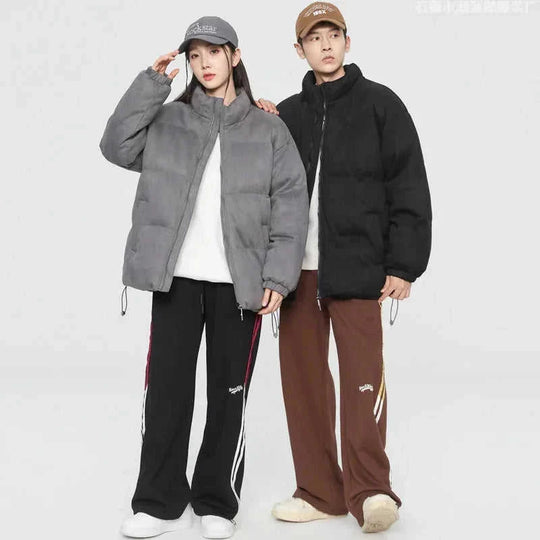 deerskin velvet jacket | quilted windproof coat | loose fit winter jacket | ultrasonic cleaning