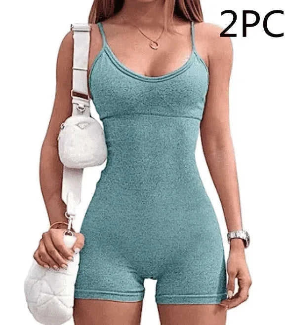high-waisted yoga romper | moisture-wicking sportswear | seamless workout jumpsuit | energy saving