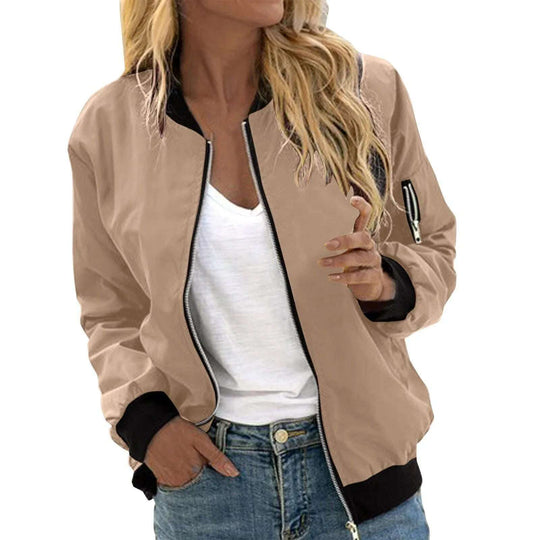 Women's Vintage Bomber Jacket - Casual Baseball Jacket with Zipper | Street Style Outerwear Meifu Market