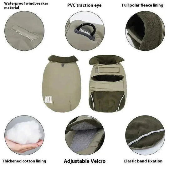 cold-proof dog vest | cotton-padded turtleneck sweater | solid color pet clothes | energy saving