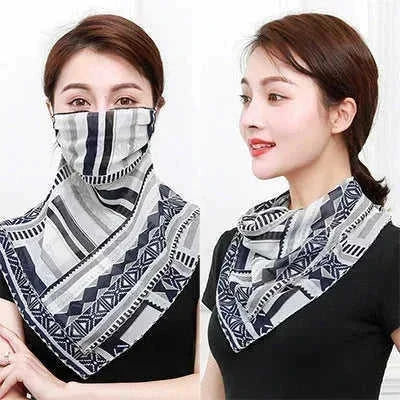 silk neck scarf with upf protection | lightweight sun protection scarf | versatile travel neck gaiter | energy saving