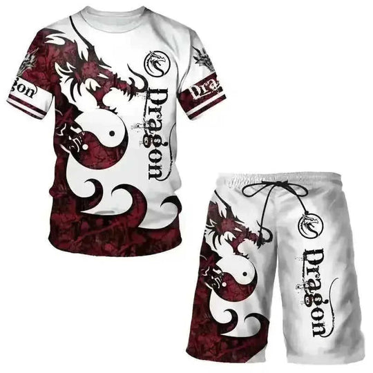 3D Printed Men's T-shirt Sports Suit - view 9 (material: polyester | pattern: solid, check | style: casual, retro |...