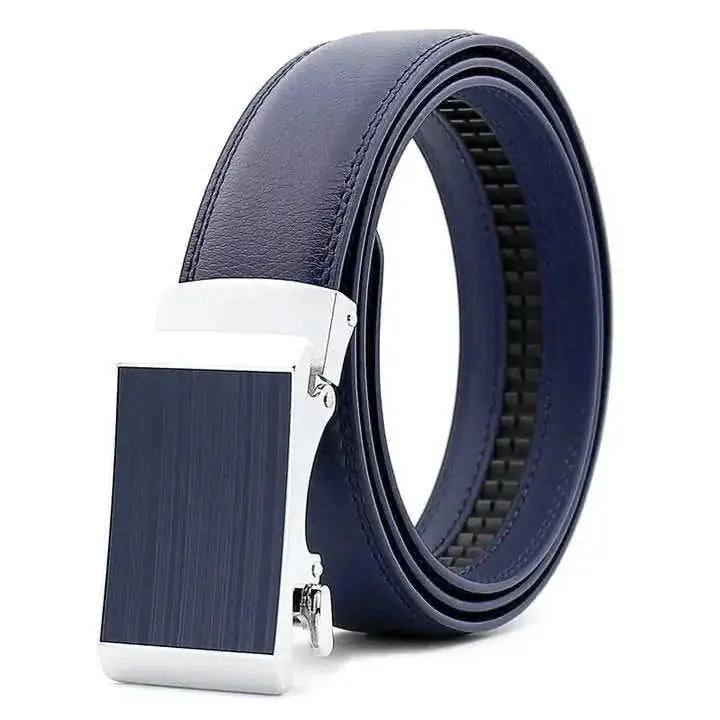 Cowhide Alloy Belt Automatic Buckle Business Casual Belt Men's Pant Belt Browngun Buckle A - texture and material detail