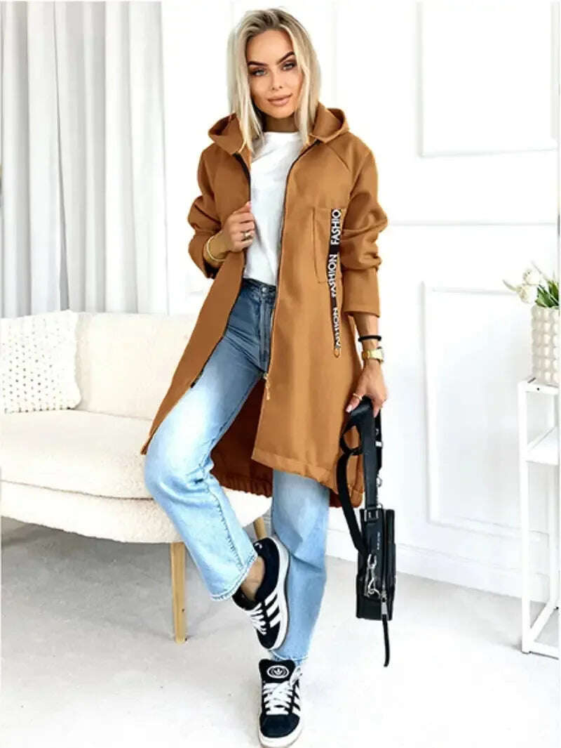 Women's Zip-Up Hoodie Brushed Fleece Jacket Long Sleeve Meifu Market