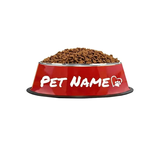 Customizable Stainless Steel Dog Bowl, Non-Slip Pet Food and Water Bowl with Personalized Name for Dogs Red-crown - availa...