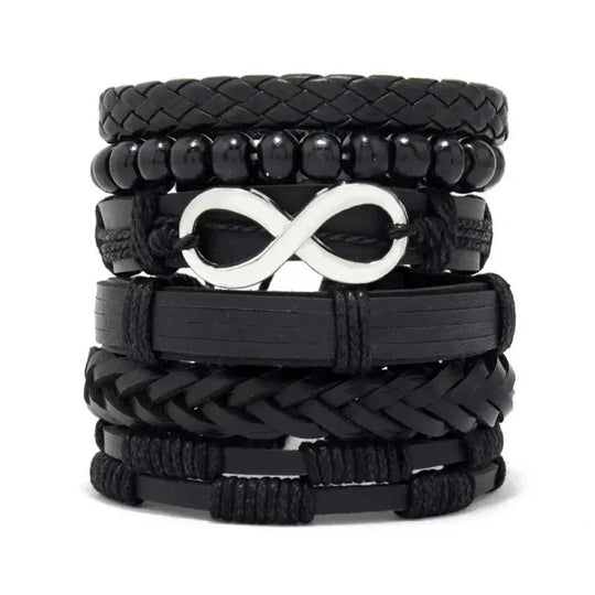 genuine leather bracelet | adjustable woven bracelet | multi-layer charm bracelet | energy saving