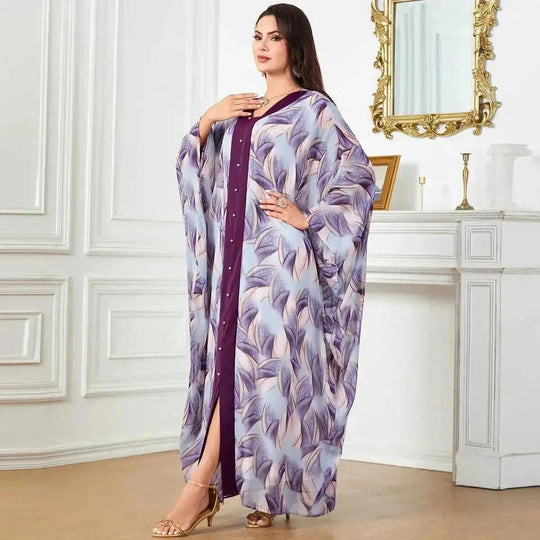 arabic print maxi dress | long sleeve floral dress | muslim modest clothing | ultrasonic cleaning