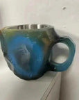 400ml Resin Crystal Coffee Mug - Elegant Mineral Design with Handle - view 15 (pattern: check)