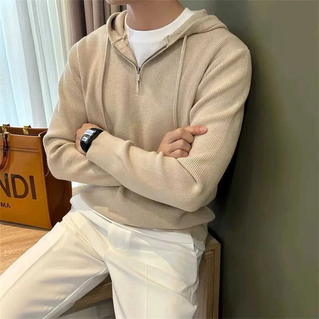 half zip hoodie for men | solid color fleece sweater | lightweight mens hoodie | energy saving