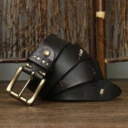 premium cow leather belt | vintage washed-out jeans belt | first layer leather construction | energy saving