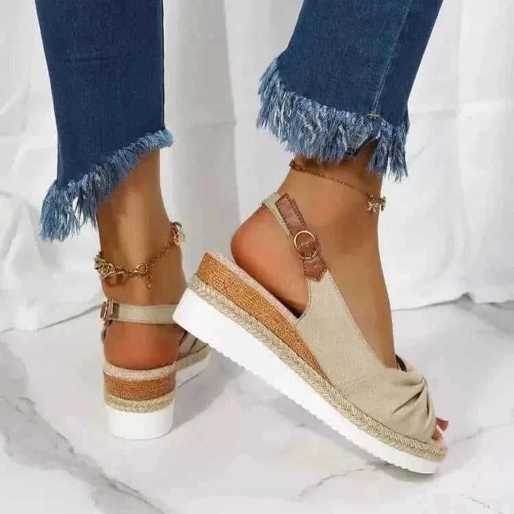 platform sandals for women | peep toe summer sandals | bow detail sandals | energy saving